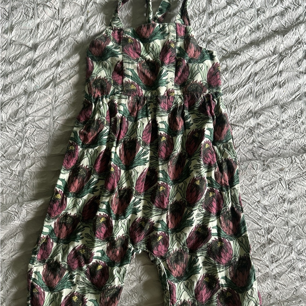 Kate Quinn Kids Romper in Pink and Green Floral